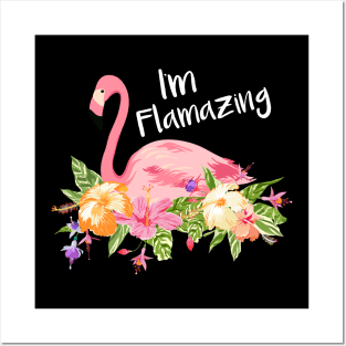 Pink Flamazing Flamingo Gift Tropical Summer Beach Vacation Tank Top Posters and Art